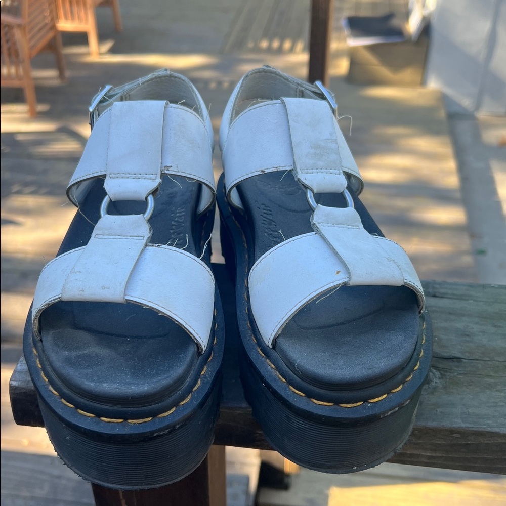 Dr. Martens Platform Sandals Francis Leather Strap Retro Women's 7. B & W - Picture 8 of 10